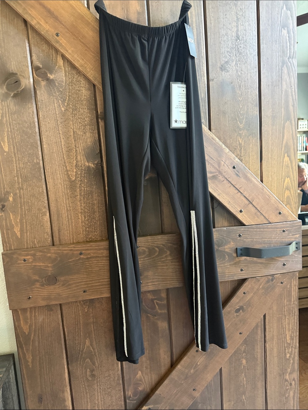 Dressy pants with rhinestone slits